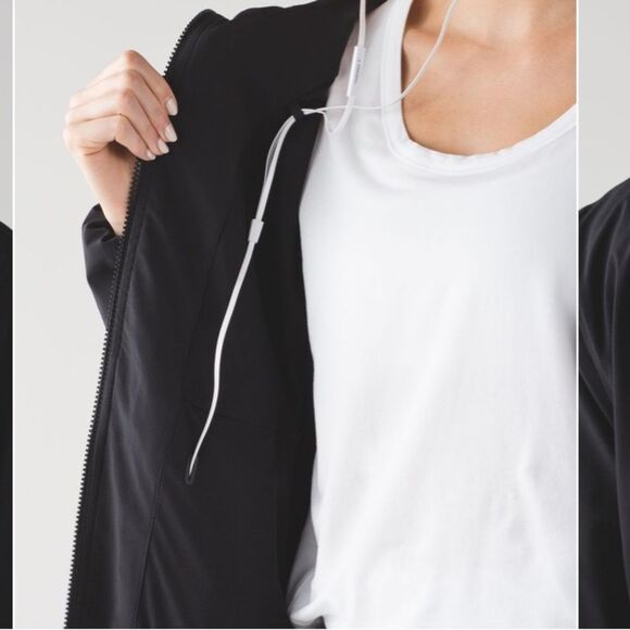 Lululemon Belle Jacket Black Hooded Zip Up Size 4 Lightweight Cinched Waist - Picture 9 of 14